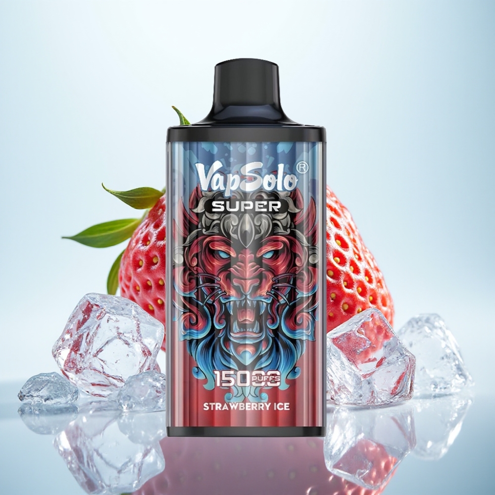 Vapsolo Super 15000 Puffs Disposable Vape Mansikka-Jää (40ml 850mAh Type-C)