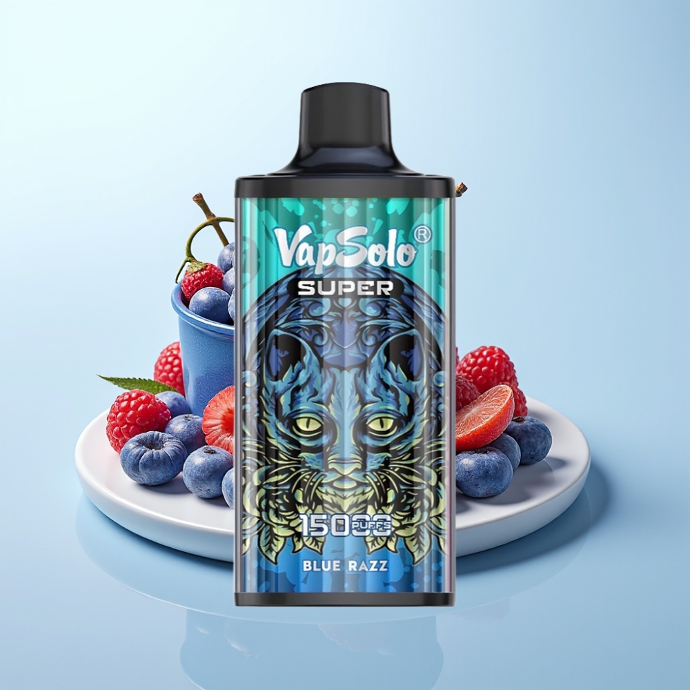Vapsolo Super 15000 Puffs Disposable Vape Sininen Vadelma – 40ml 850mAh Type-C