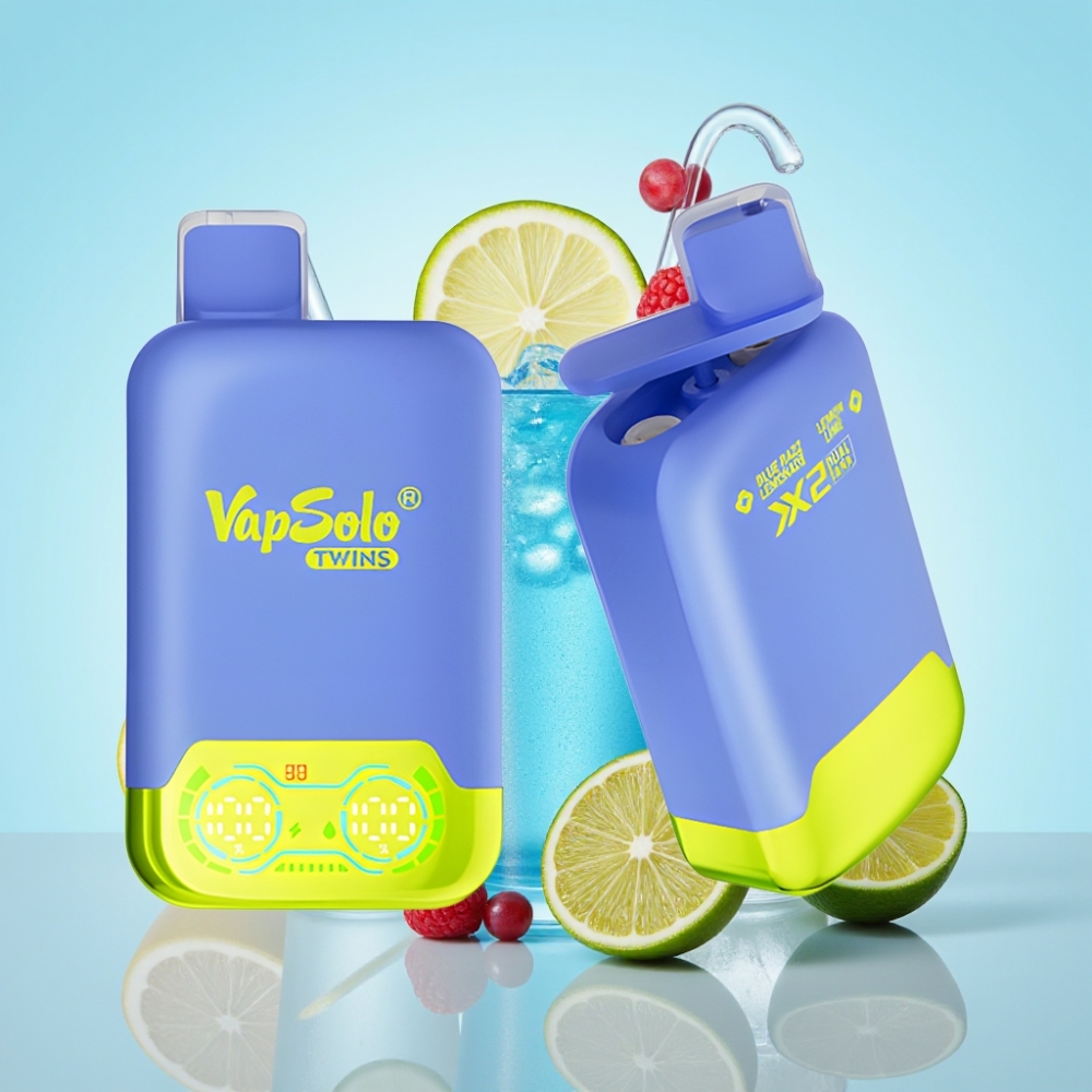 Vapsolo Twins 20000 Puffs 40 ml Sininen Vadelma-Limonadi  Sitruuna-Lime Type-C Lataus