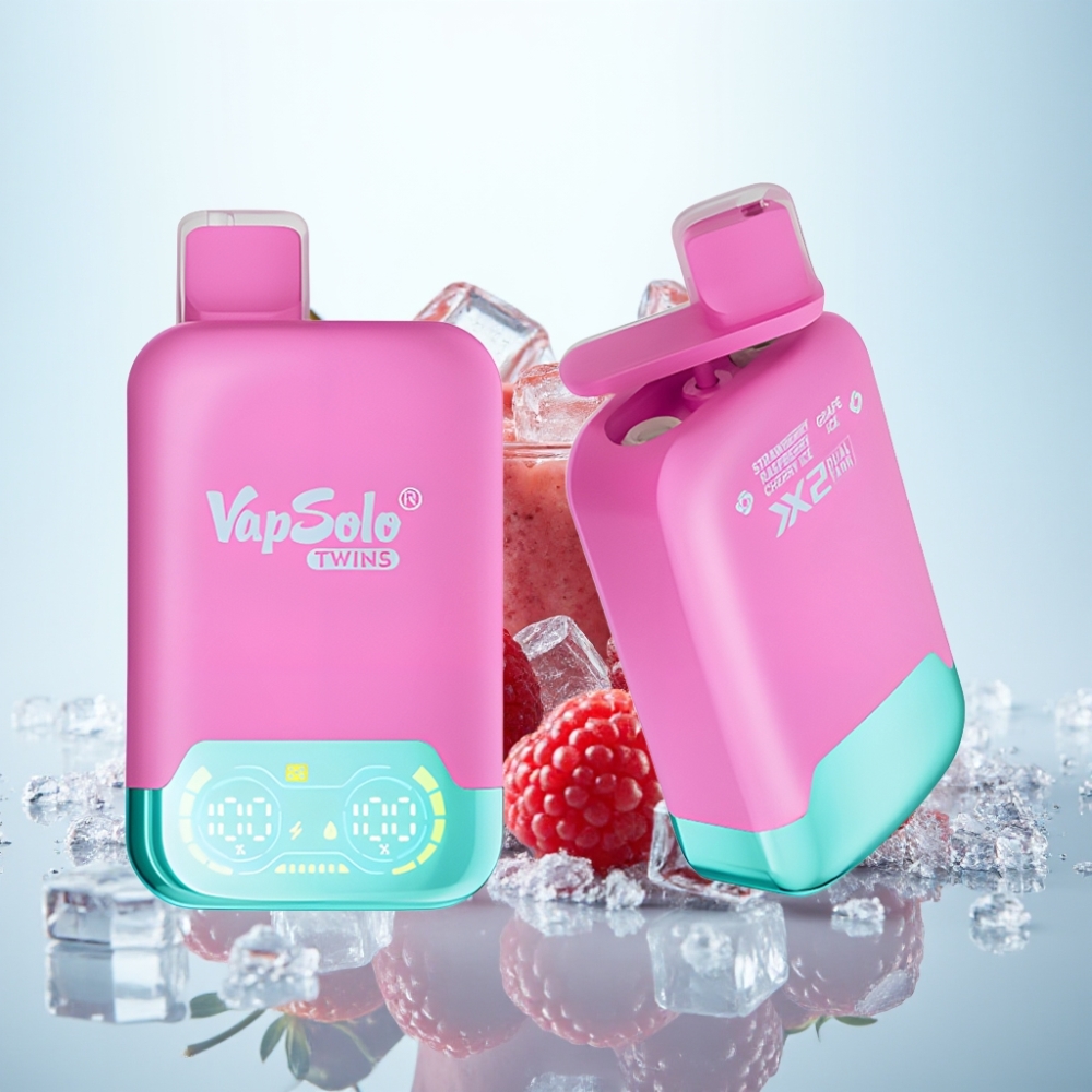 Vapsolo Twins 20000 Puffs Disposable Vape Mansikka-Vadelma-Kirsikka Jää  Viinirypäle Jää 40 ml 20mg/ml/50mg/ml Type-C