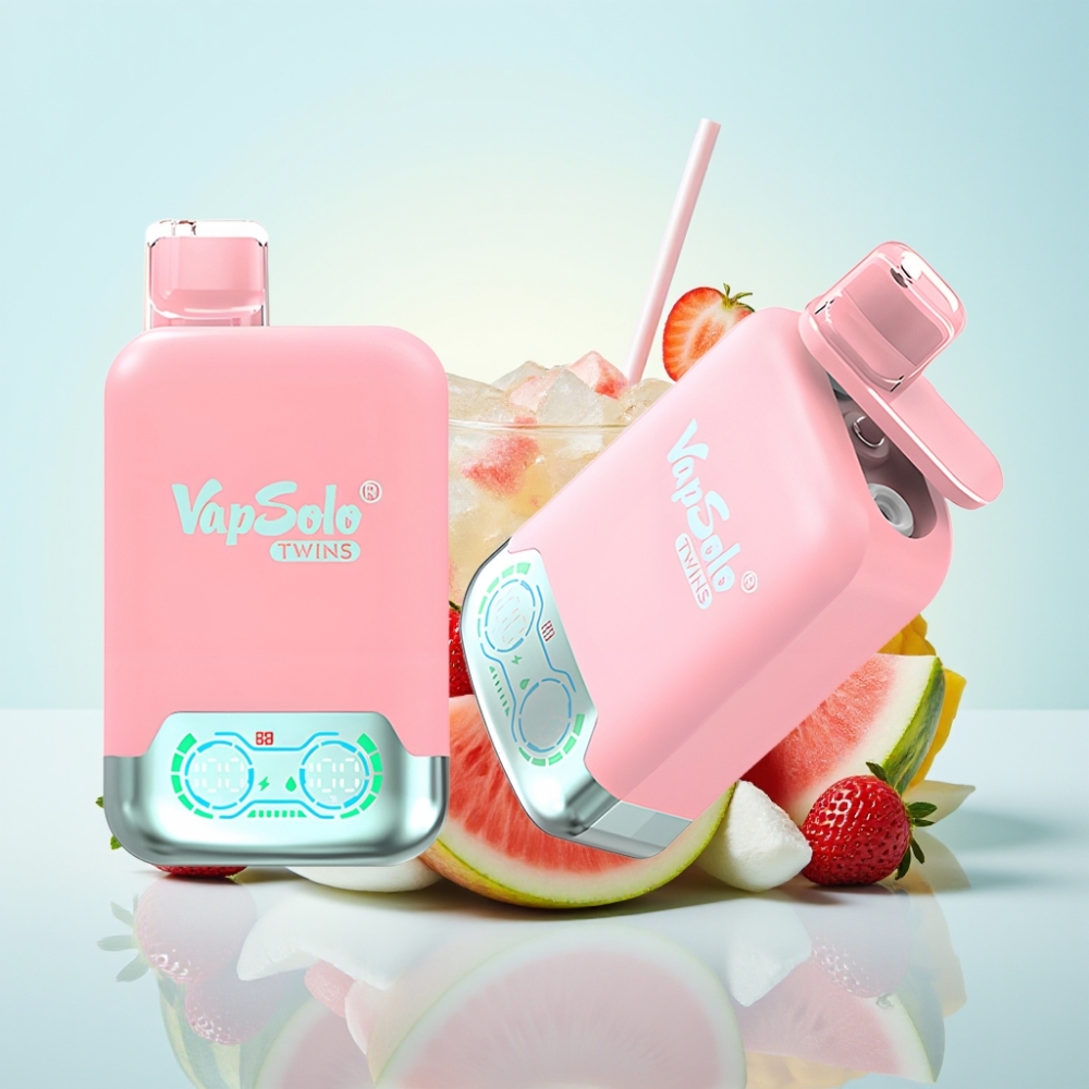 Vapsolo Twins 20000 Puffs Disposable Vape Mansikkajää  Mango Persikka Vesimeloni 40 ml 20mg/ml/50mg/ml Type-C