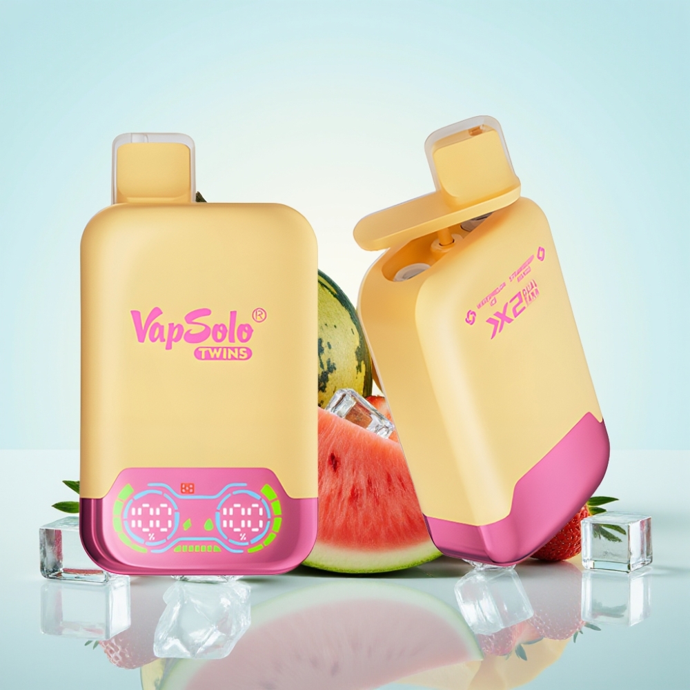 Vapsolo Twins 20000 Pussahdus 40 ml 2-säiliöinen Type-C - Vesimelonijää  Mango-Mansikka