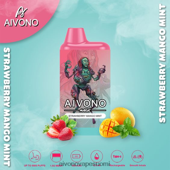 mansikka mango minttu Aivono AIM MAGIC 5800 mouth box savuke V6D0ZD97 | Aivono Vape Review