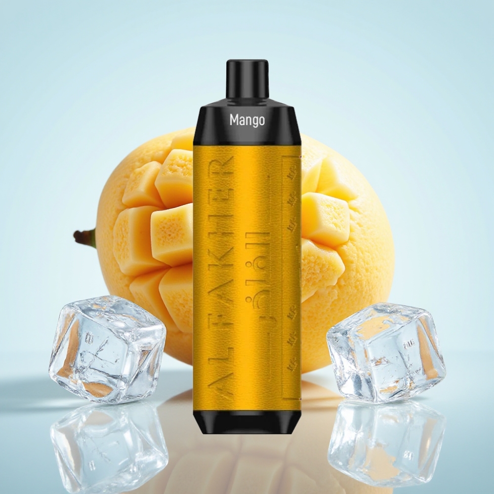 Al Fakher Crown Bar 8000 Crystal Disposable Vape Mango-Jää, 8000 tupakkaa, 18ml, 5mg, USB-C