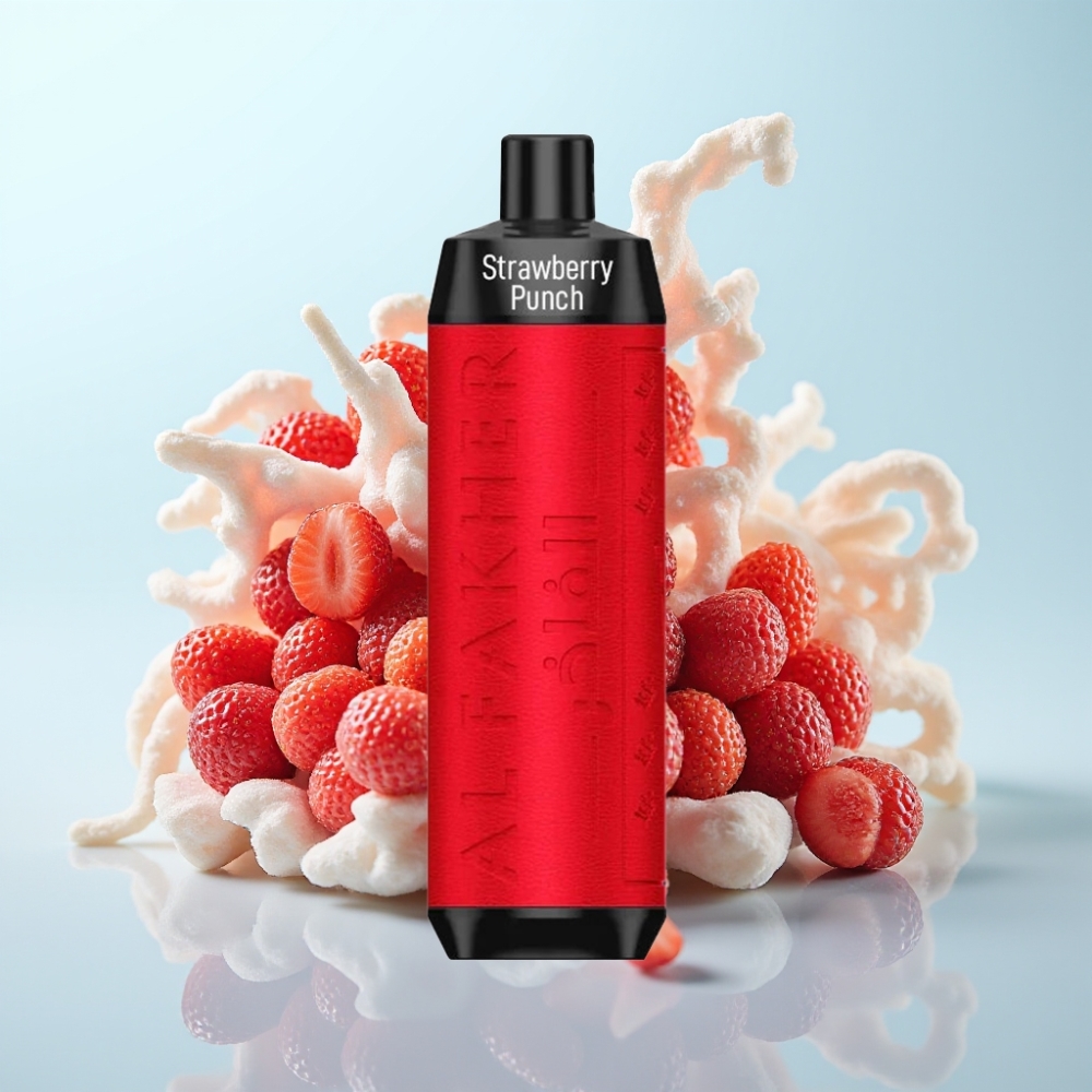 Al Fakher Crown Bar 8000 Crystal Disposable Vape – Mansikkapommi, 8000 tupakkaa, 18ml nestettä, USB-C