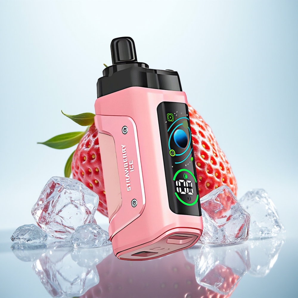 Razz Bar 45000 Puffs Disposable Vape Mansikka-Jää 1.0 Ohm Mesh, Type-C, 20 mg/ml