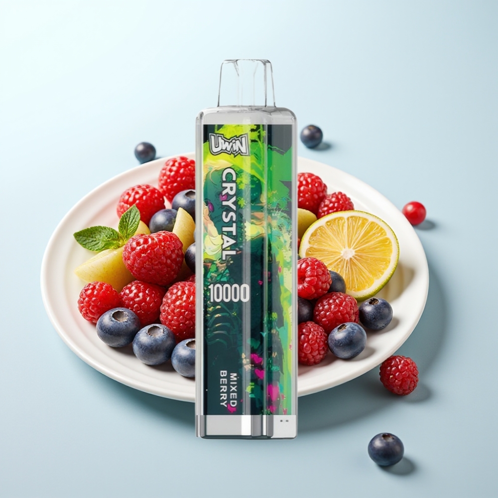 UWIN Crystal 10 000 Puffs – Mixed Berry – 18ml nestemäki – 0,8 Ohm verkkokäämi – RGB-valot