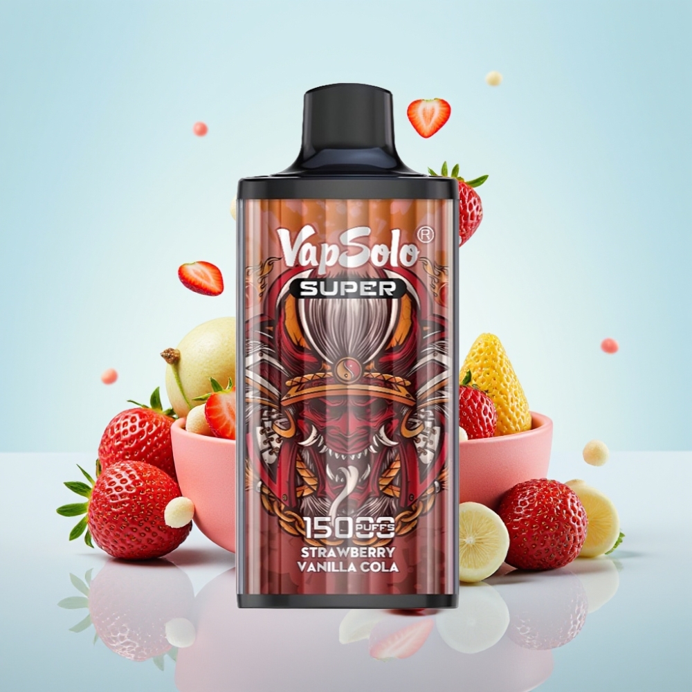 Vapsolo Super 15000 Puffs 40ml Mansikka-Vanilja-Cola Tyypin-C Lataus 850mAh Mesh
