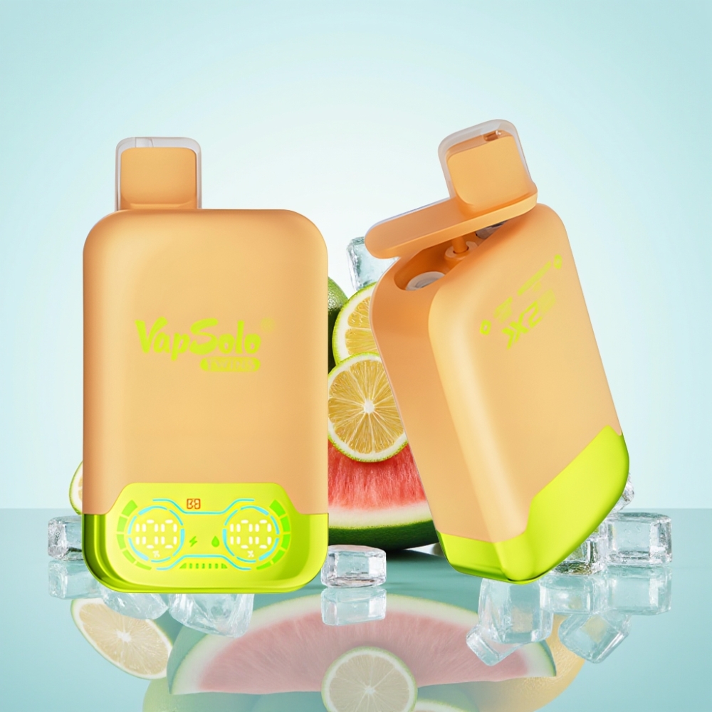Vapsolo Twins 20000 Puffs Kertakäyttöinen Vape Sitruuna-Lime & Vesimeloni-Jää, 40 ml, 20mg/ml tai 50mg/ml, Type-C