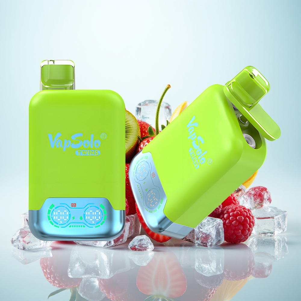 Vapsolo Twins 20000 Puffs – Mansikka-Kiivi & Mansikka-Vadelma-Kirsija-Jää – 40 ml – 20mg/ml/50mg/ml – Type-C