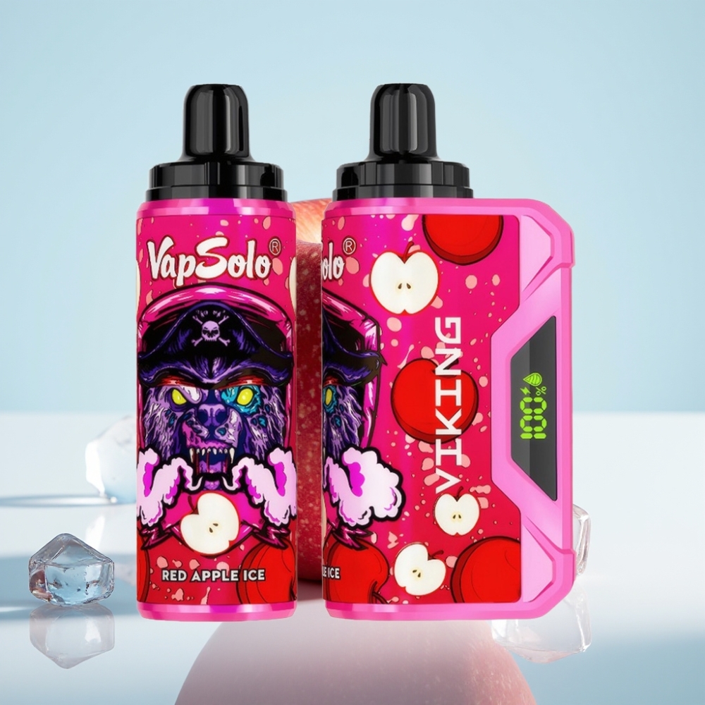 VapSolo VIKING 12000 Puffit Disposable Vape Punainen Omena Jää – 22ml, Type-C, LED-näyttö