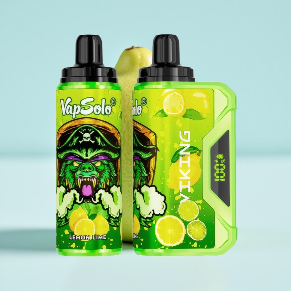 VapSolo VIKING 12000 Puffs 22ml Sitruuna-Lime Tyhjennettävä Vape Type-C -näytöllä