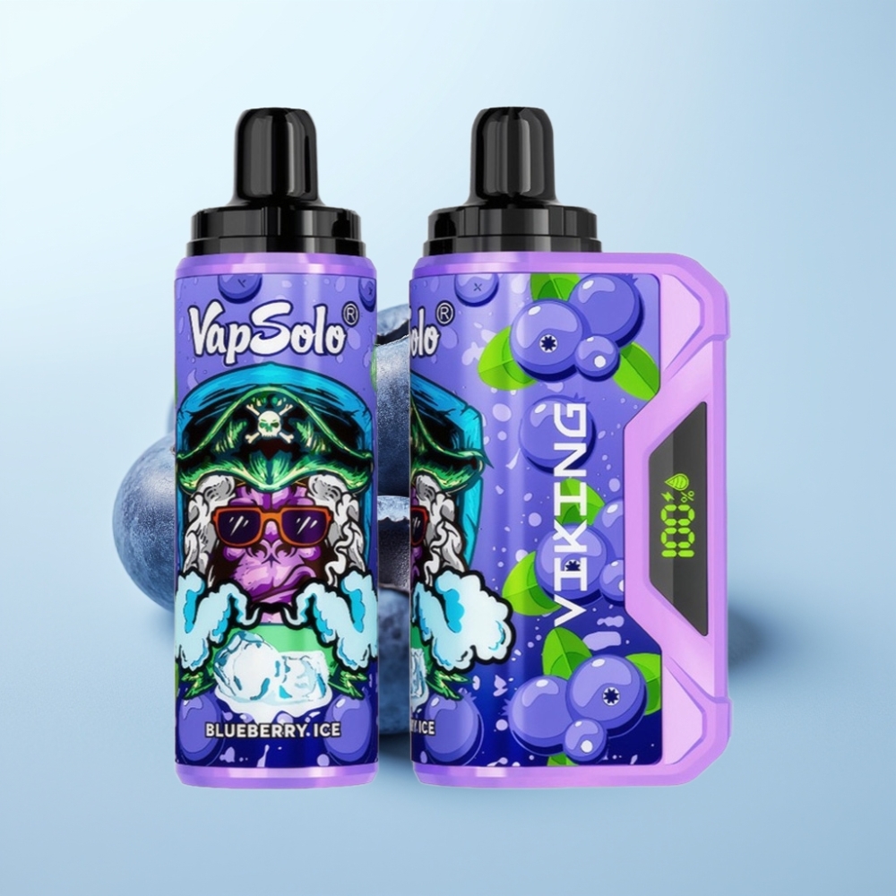 VapSolo VIKING 12000 Puhallus Disposable Vape Mustikkamaku, 22ml, Type-C, LED-näyttö